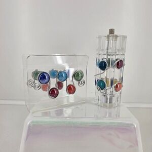 Napkin Holder with Integrated Pepper Mill & Colored Glass Marbles